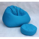 Lounge zitzak blauw, 70x100x100cm, met poef, polyester