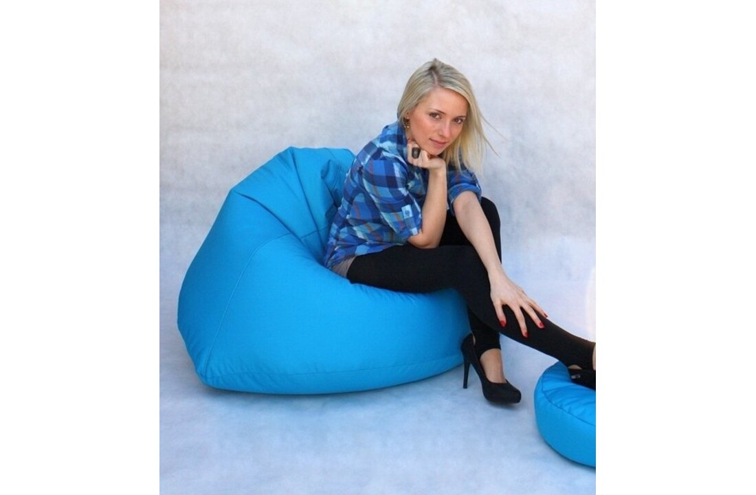 Lounge zitzak blauw, 70x100x100cm, met poef, polyester