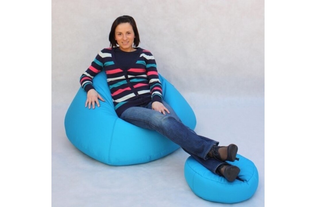 Lounge zitzak blauw, 70x100x100cm, met poef, polyester