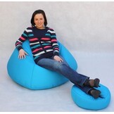 Lounge zitzak blauw, 70x100x100cm, met poef, polyester