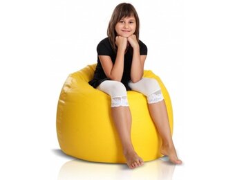 Zitzak geel 110cm kunstleer donkergeel 70x70 cm