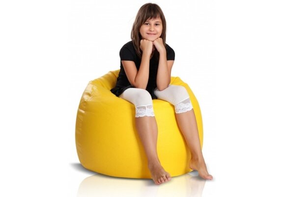 Zitzak geel 110cm kunstleer donkergeel 70x70 cm