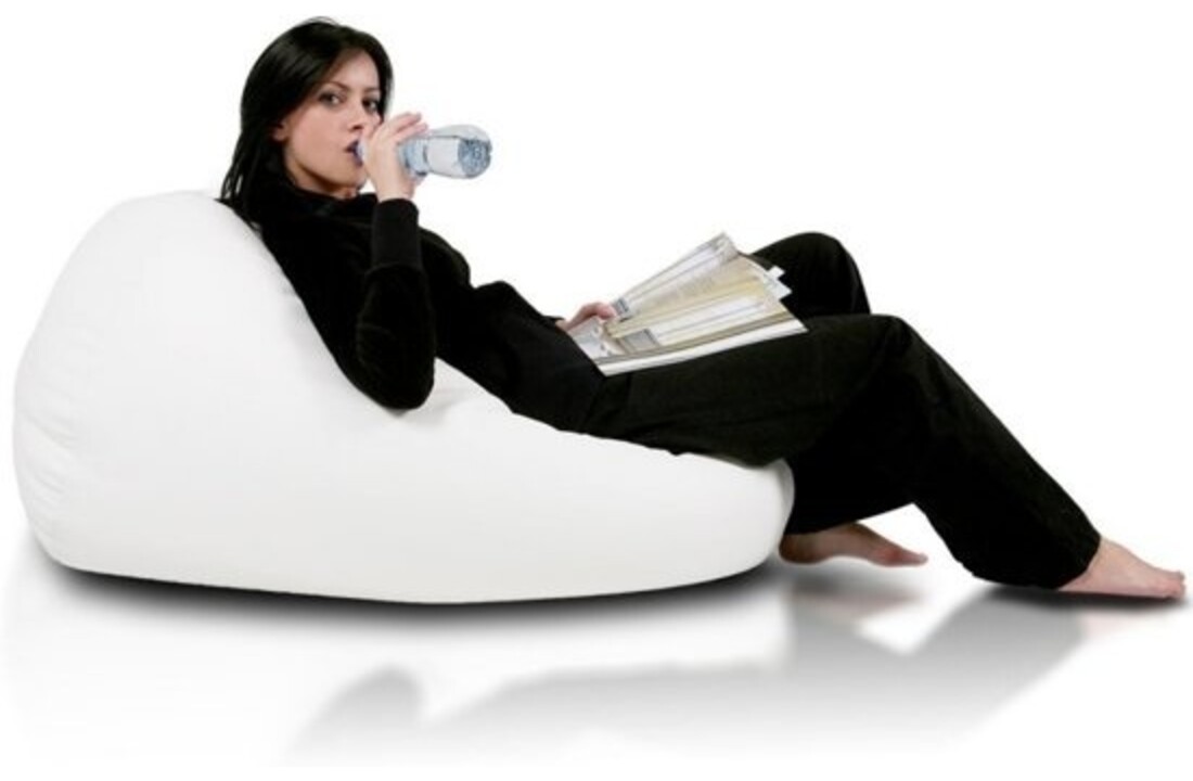 zitkussen 70x70x110 cm - Witte Beanbag Loungestoel van ECO-kunstleer