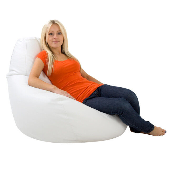 zitkussen 70x70x110 cm - Witte Beanbag Loungestoel van ECO-kunstleer