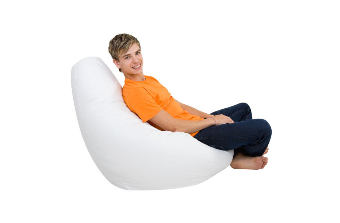 zitkussen 70x70x110 cm - Witte Beanbag Loungestoel van ECO-kunstleer
