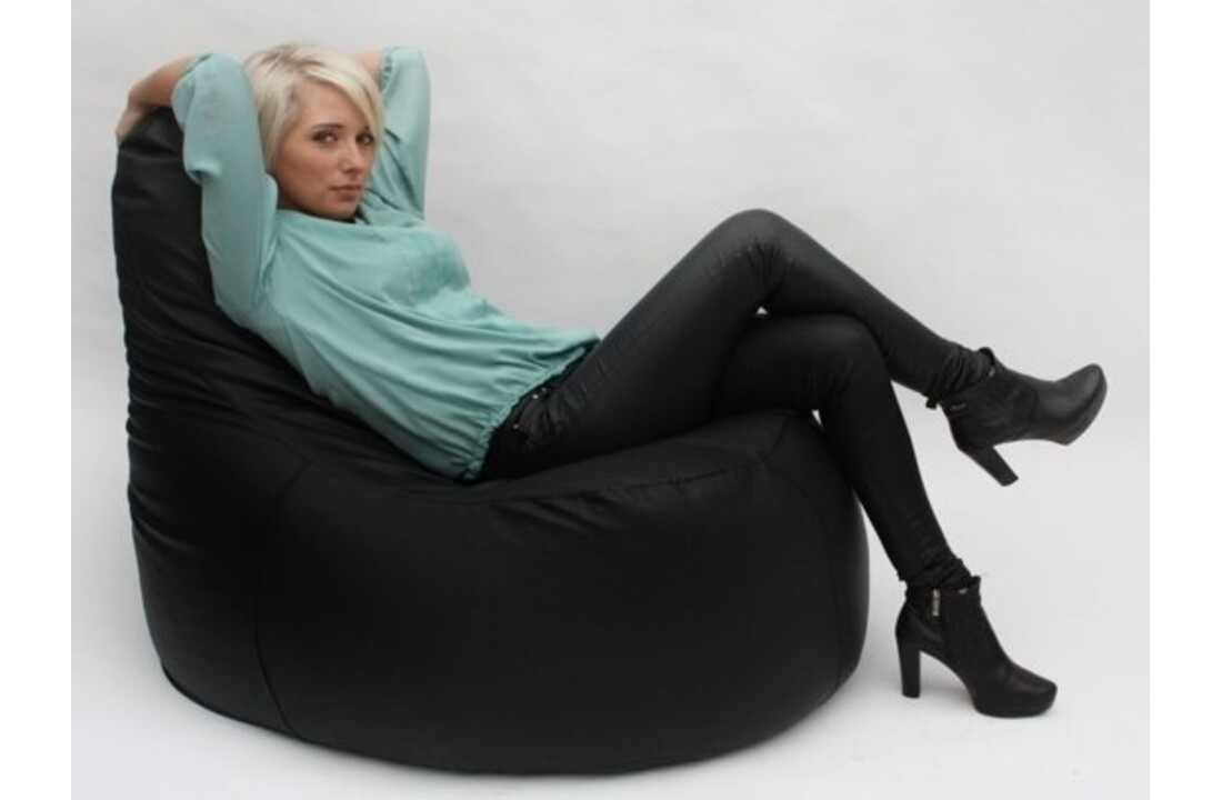 Zitzak fauteuil zwart kunstleer 85x80 cm