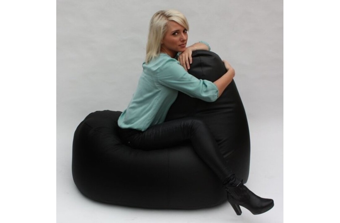 Zitzak fauteuil zwart kunstleer 85x80 cm