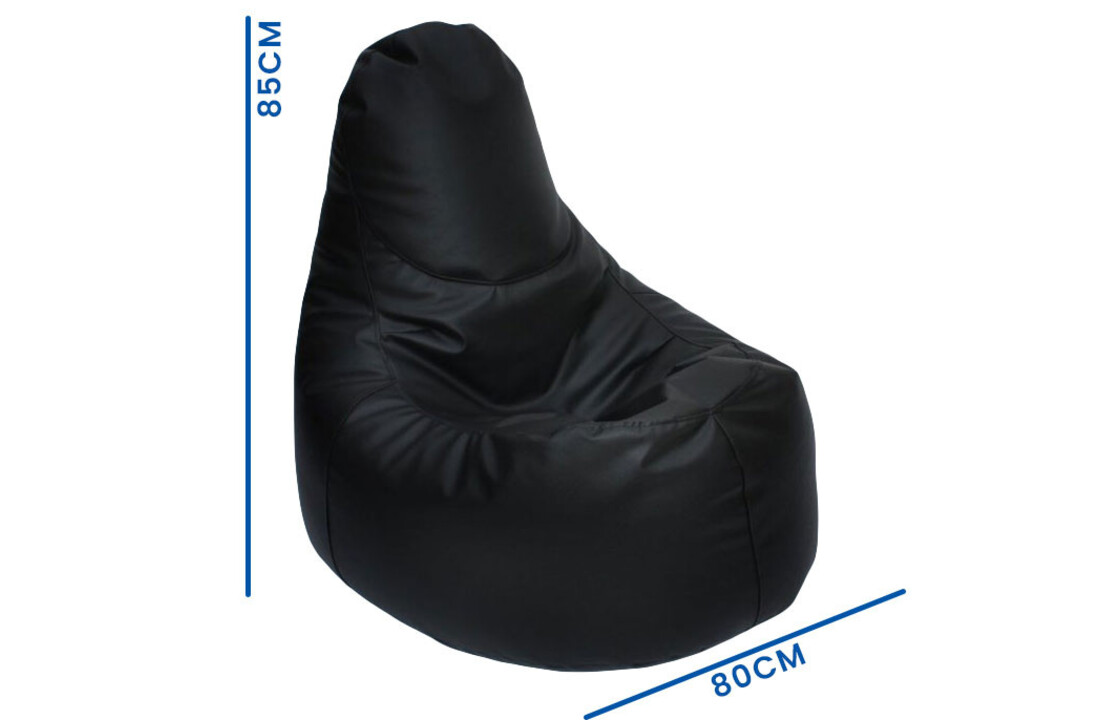 Zitzak fauteuil zwart kunstleer 85x80 cm