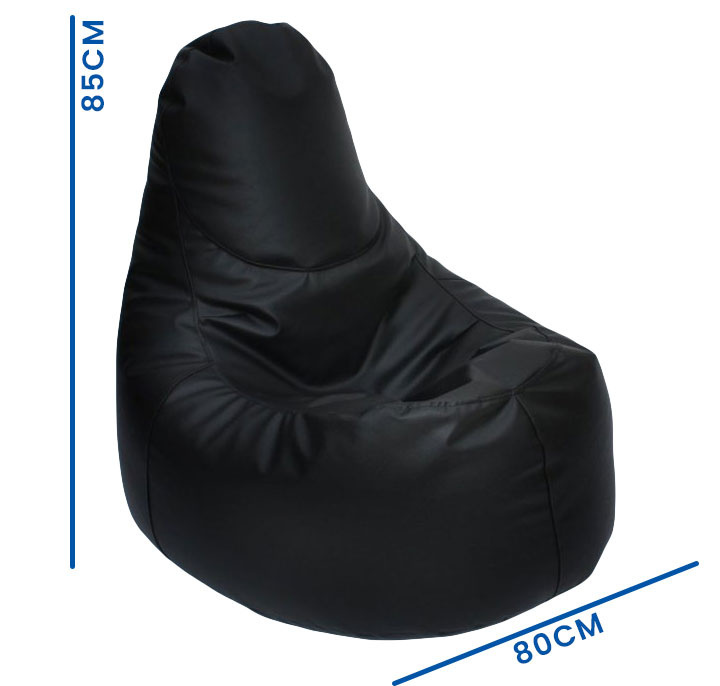 Zitzak fauteuil zwart kunstleer 85x80 cm