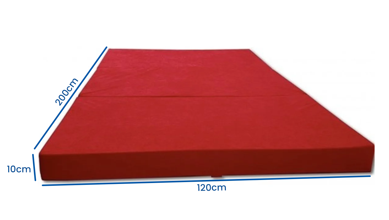 Logeermatras 120x200 cm, opvouwbaar, rood foam