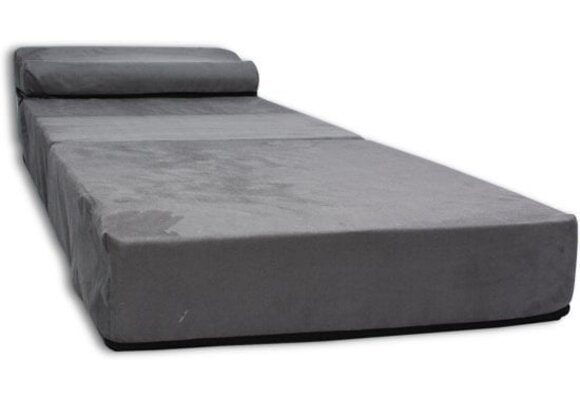 Slaapbank grijs - Opvouwbaar logeermatras 70x200cm met kussen