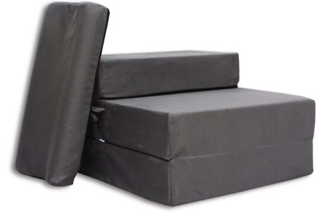 Slaapbank grijs - Opvouwbaar logeermatras 70x200cm met kussen