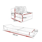 Gastenbed klapbaar 200x70cm grijs foam met 2 kussens