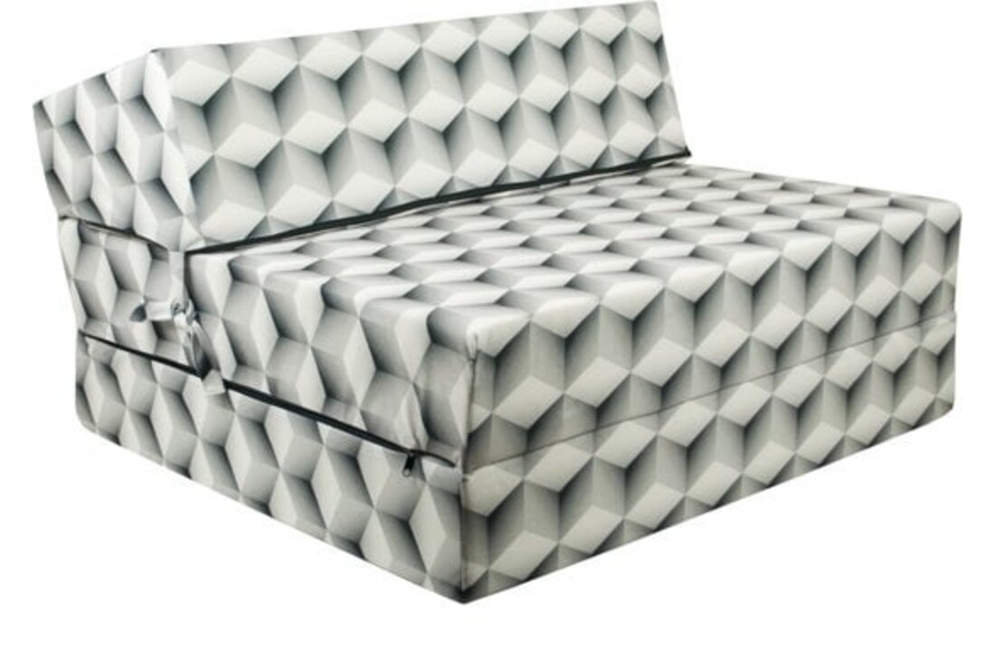 Campingmatras 90x200: Opvouwbaar logeermatras 15cm dik, groen/wit