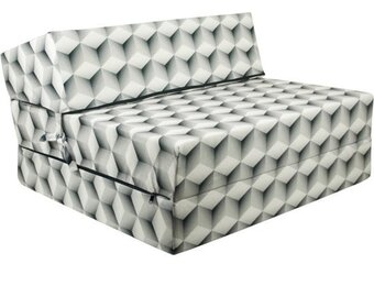 Logeerbed kubusprint - Opvouwbaar matras 90x200x15 cm Groen/Wit Foam