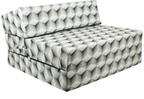 Logeerbed kubusprint - Opvouwbaar matras 90x200x15 cm Groen/Wit Foam