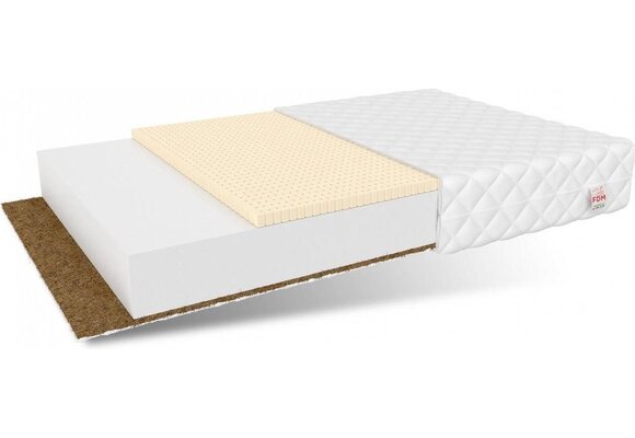 Matras 90x200 koudschuim wit, 10cm dik, foam/kokos/latex