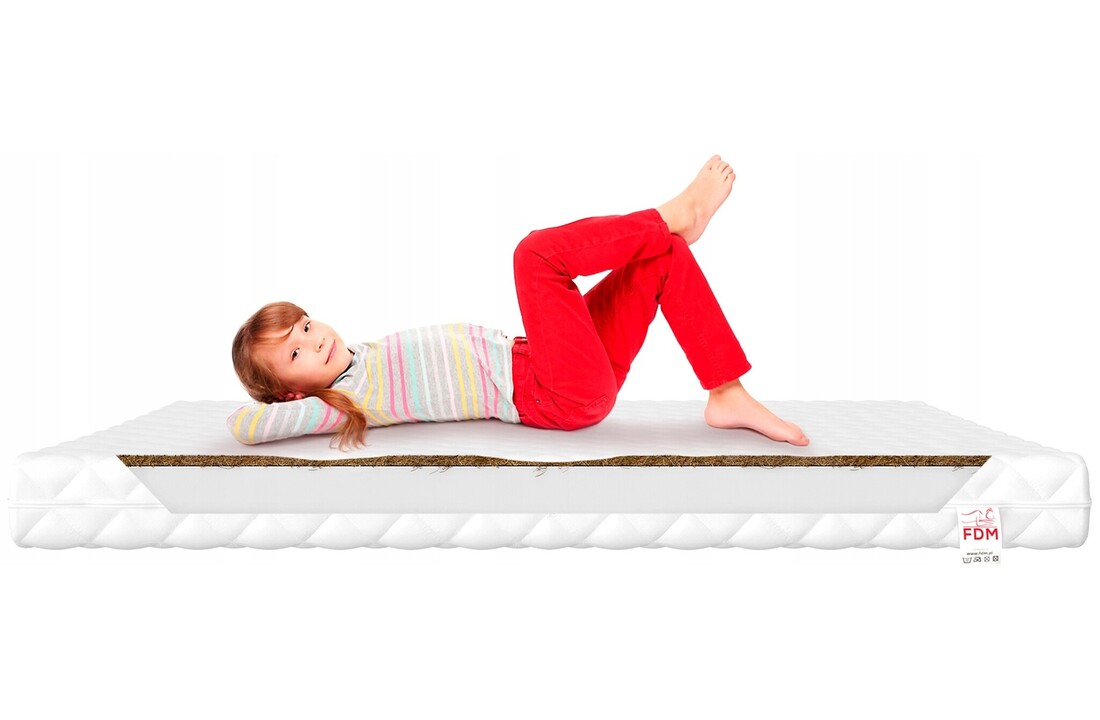 Matras 90x200 koudschuim wit, 10cm dik, foam/kokos/latex