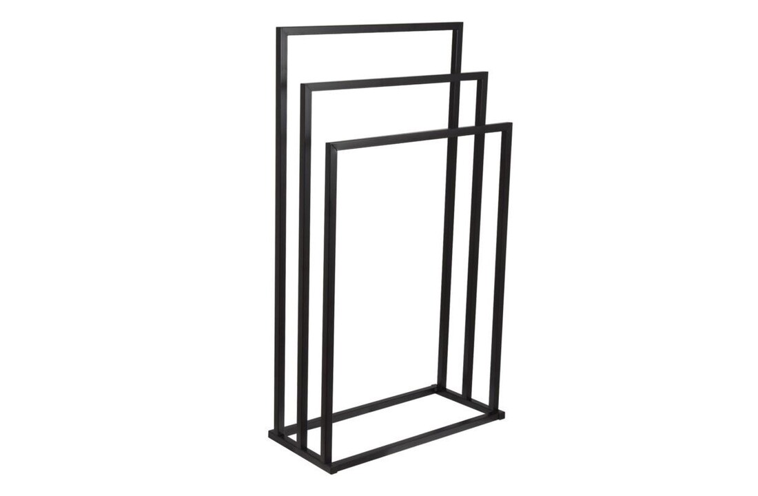 Handdoekenrek badkamer zwart - 3 armen, staal, 45x21.5x84.5cm