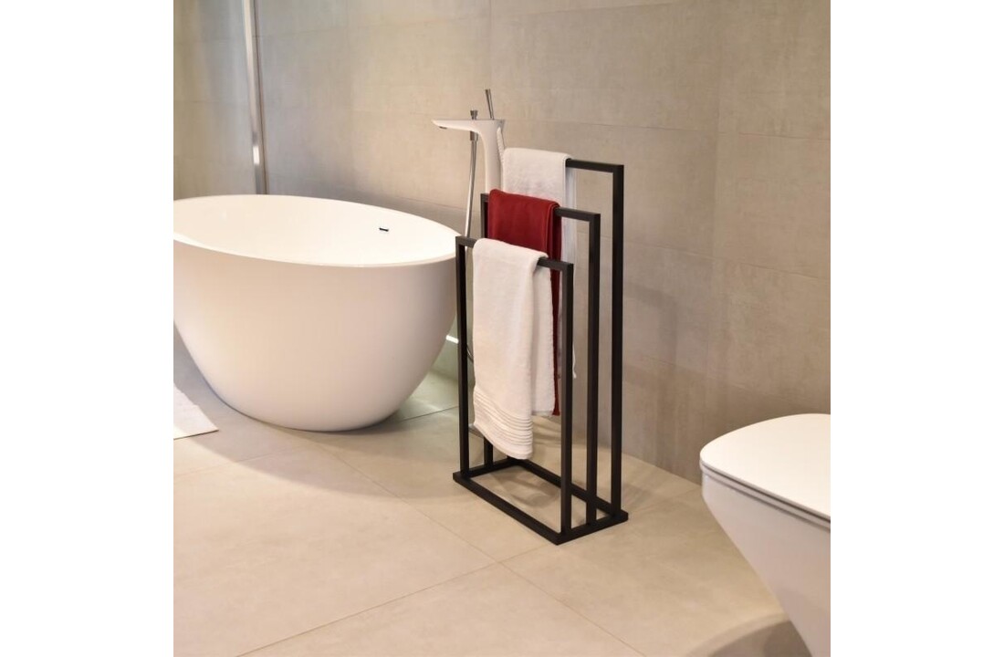 Handdoekenrek badkamer zwart - 3 armen, staal, 45x21.5x84.5cm