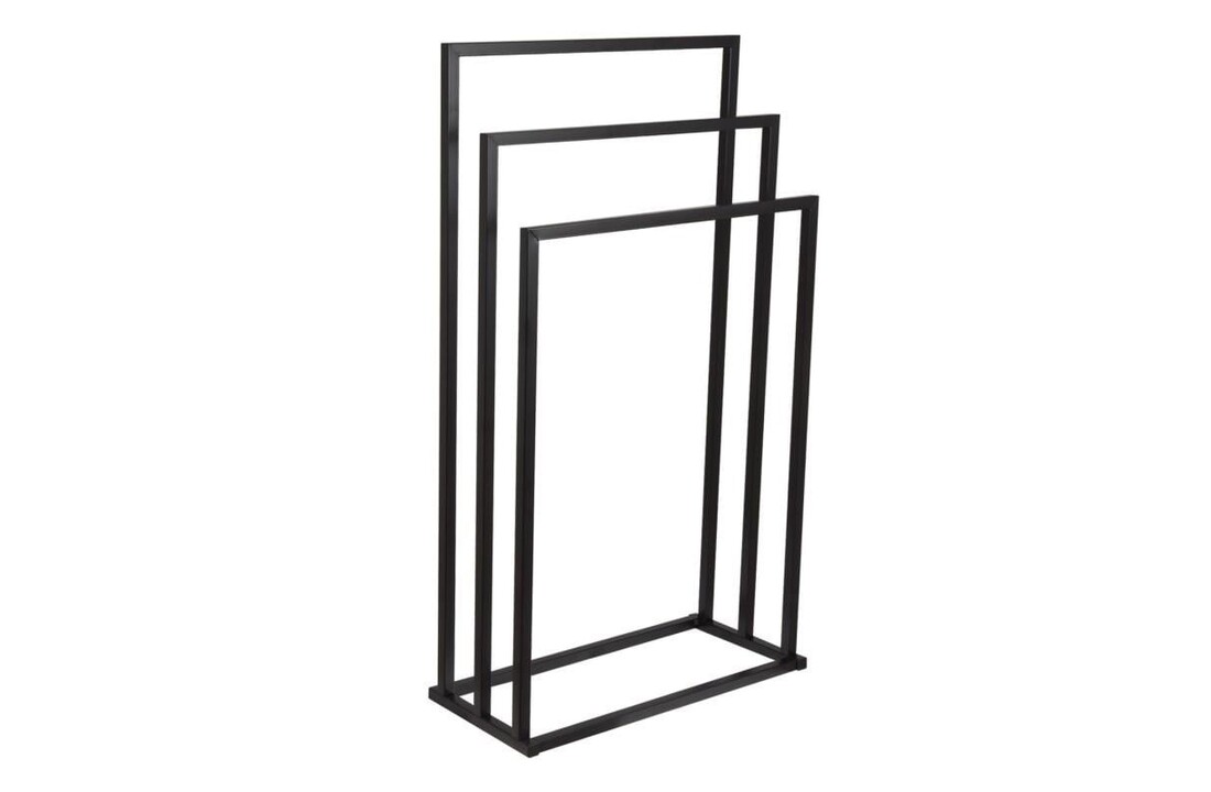 Handdoekhouder 3 armen zwart staal 45x21,5x84,5 cm