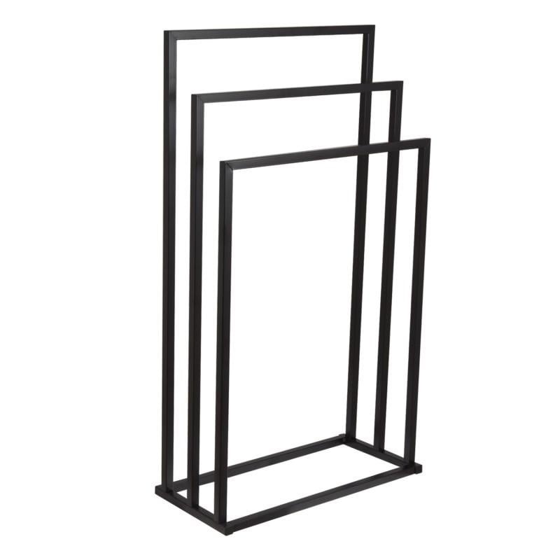 Handdoekhouder 3 armen zwart staal 45x21,5x84,5 cm