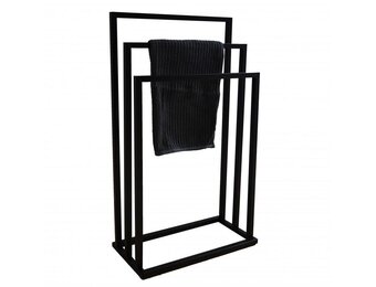 Zwart handdoekenrek metaal | Vrijstaand, 45x21.5x84.5cm, Gepoedercoat staal