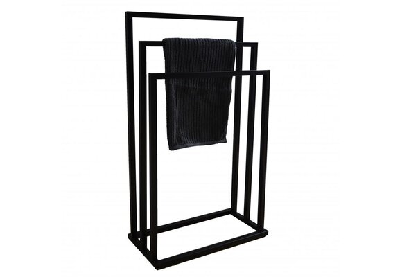 Zwart handdoekenrek metaal | Vrijstaand, 45x21.5x84.5cm, Gepoedercoat staal