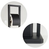 Staande toiletrolhouder met borstel - Zwart, 20x80cm, Gelakt Staal