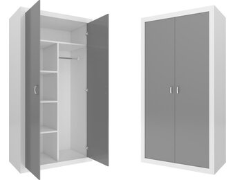 Kledingkast 90 cm breed - 90x50x190cm - Wit/Grijs - Spaanplaat/MDF