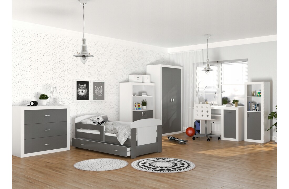 Kledingkast 90 cm breed - 90x50x190cm - Wit/Grijs - Spaanplaat/MDF