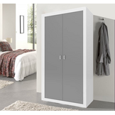 Kledingkast 90 cm breed - 90x50x190cm - Wit/Grijs - Spaanplaat/MDF