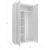 Kledingkast 2 deuren 90x50x190 cm wit/grijs spaanplaat MDF