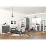 Kledingkast 2 deuren 90x50x190 cm wit/grijs spaanplaat MDF