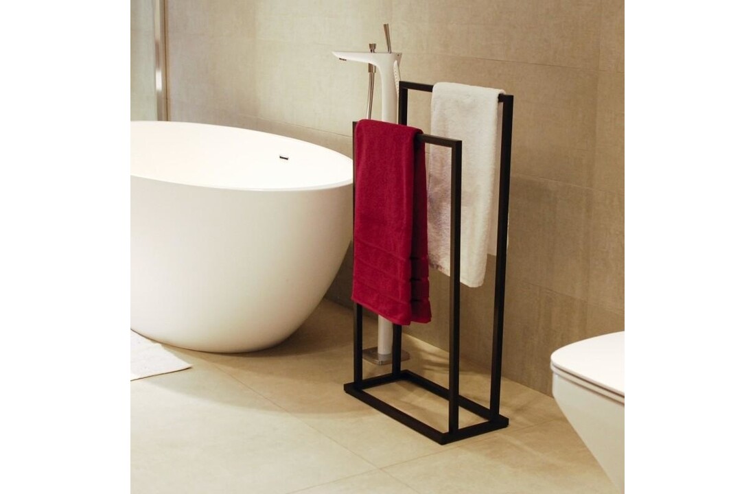 Handdoekenrek staand mat zwart | 45x21,5x84,5 cm | Gepoedercoat staal
