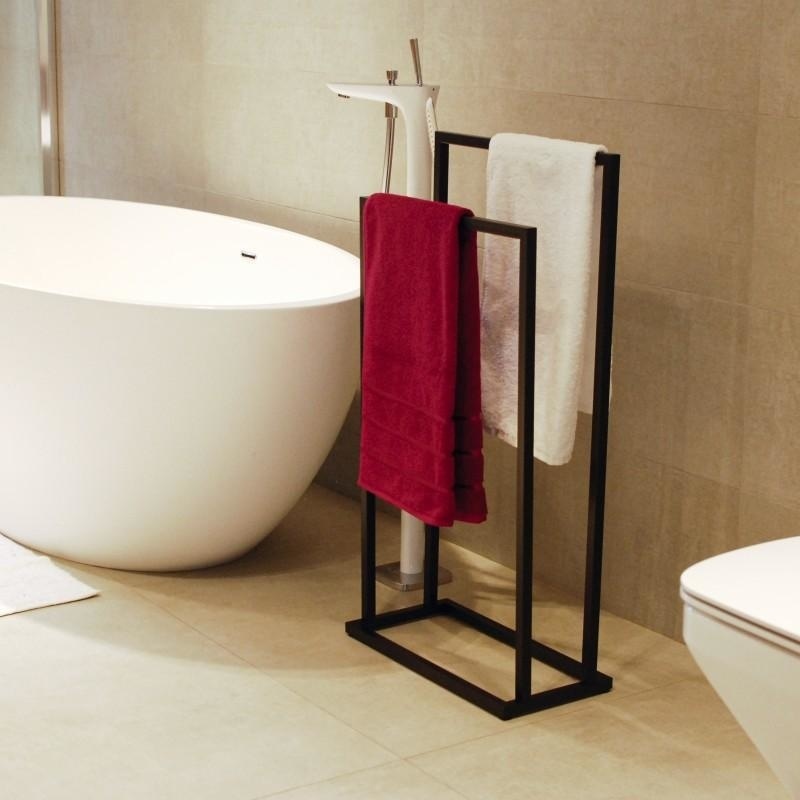 Handdoekenrek staand mat zwart | 45x21,5x84,5 cm | Gepoedercoat staal