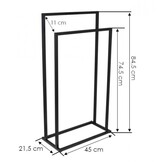 Handdoekenrek staand mat zwart | 45x21,5x84,5 cm | Gepoedercoat staal