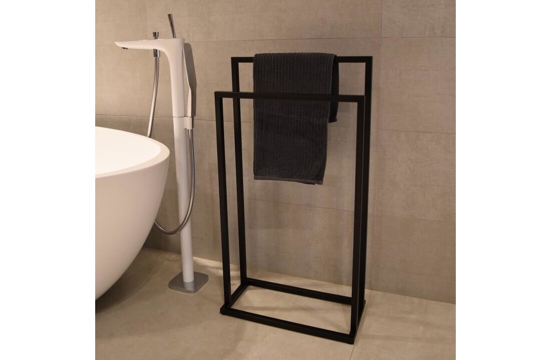 Handdoekenrek staand mat zwart | 45x21,5x84,5 cm | Gepoedercoat staal