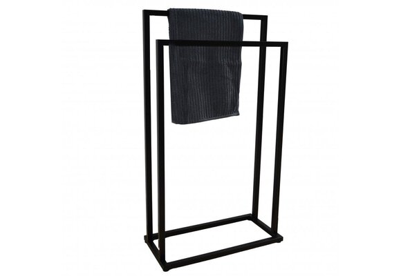 Handdoekhouder vrijstaand mat zwart staal 45x21,5x84,5 cm
