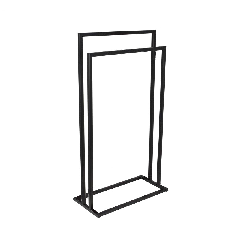Handdoekhouder vrijstaand mat zwart staal 45x21,5x84,5 cm