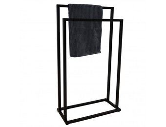 Staande handdoekhouder badkamer - Mat Zwart Staal - 45x21,5x84,5 cm