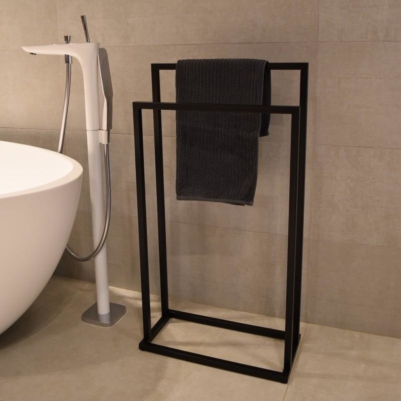 Staande handdoekhouder badkamer - Mat Zwart Staal - 45x21,5x84,5 cm