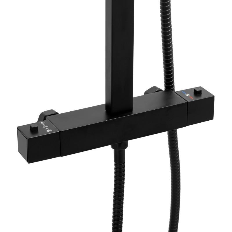 Zwarte doucheset regendouche - 25cm vierkant matzwart RVS