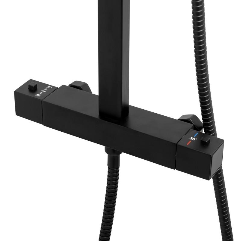 Zwarte doucheset regendouche - 25cm vierkant matzwart RVS