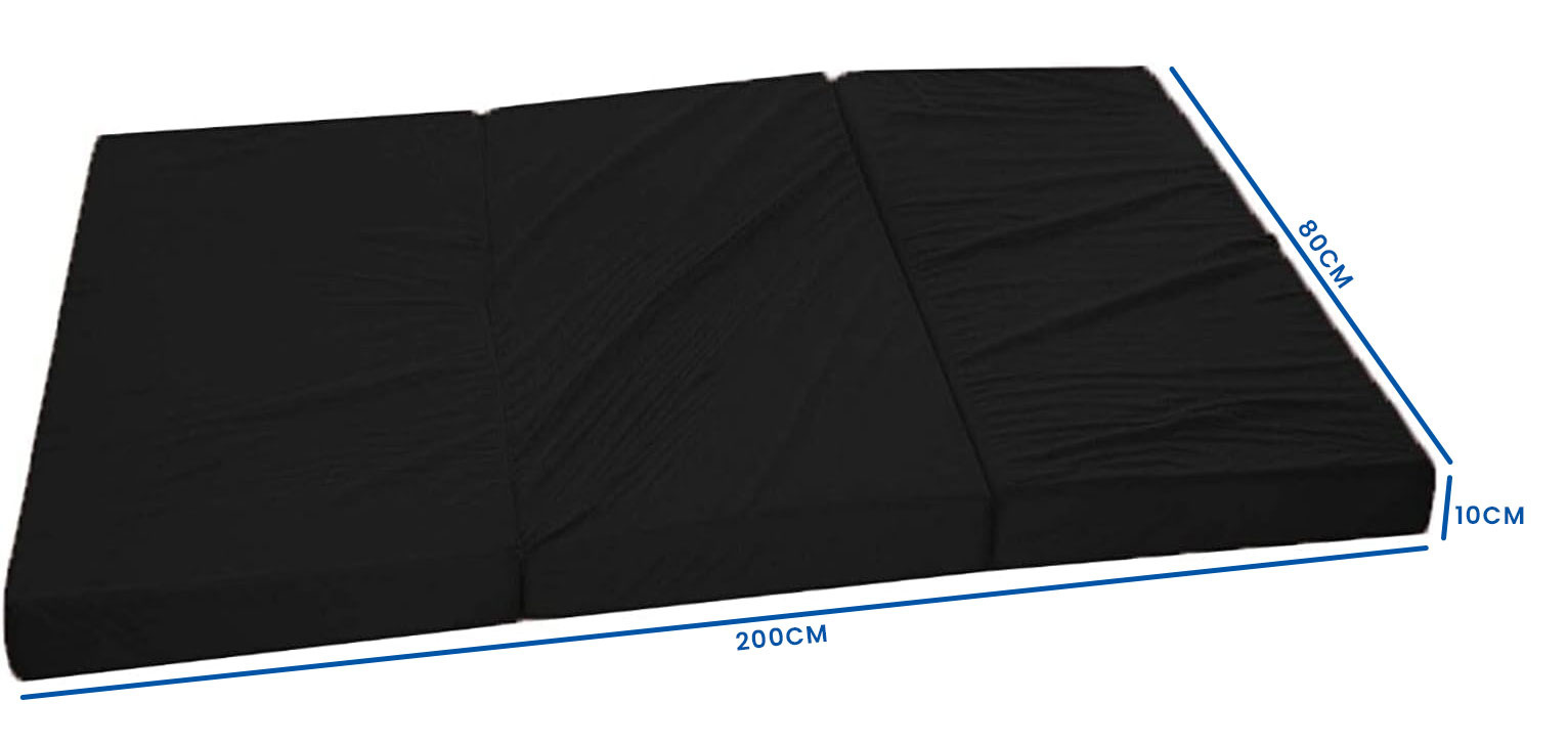 Camping matras opvouwbaar 80x200x10cm zwart foam logeermatras