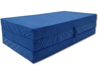 Logeermatras blauw 120x200x10cm schuim opvouwbaar