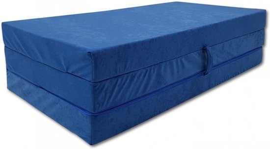 Logeermatras blauw 120x200x10cm schuim opvouwbaar
