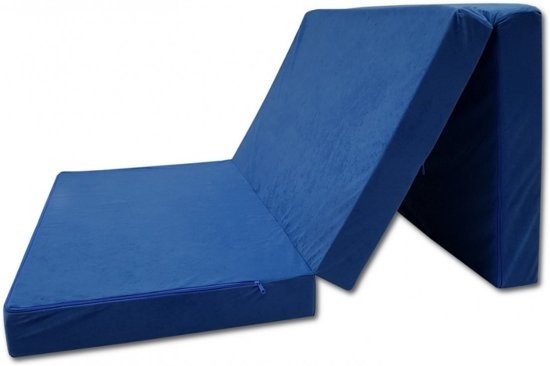 Logeermatras blauw 120x200x10cm schuim opvouwbaar