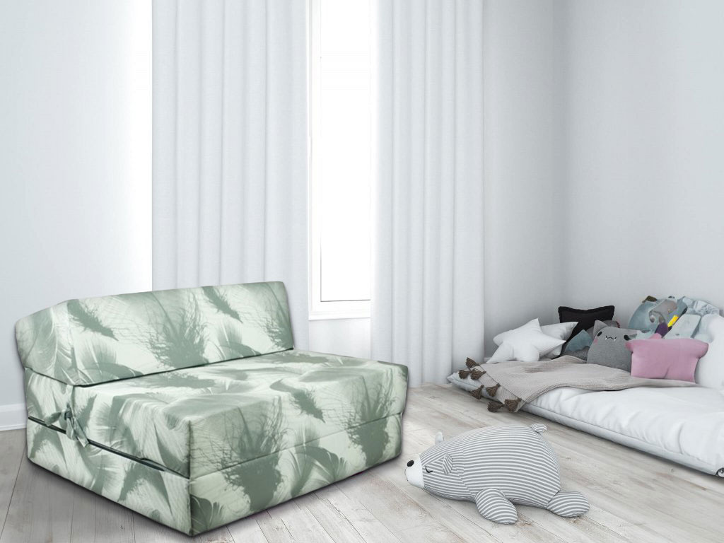 Futonmatras met hoes - 200x90cm, H3, Groen/Wit, Foam