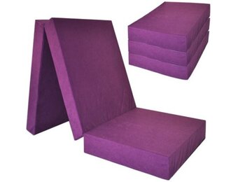 Matras 195x70 cm dik (15cm) violet foam - opvouwbaar logeermatras